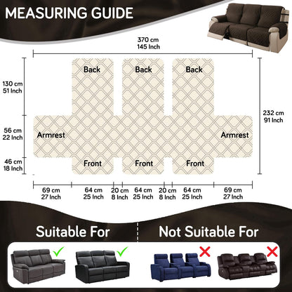 UrbanQuilt Recliner Sofa Slipcover Mat with Dual Belt for 1/2/3 Seater -  Chocolate Brown