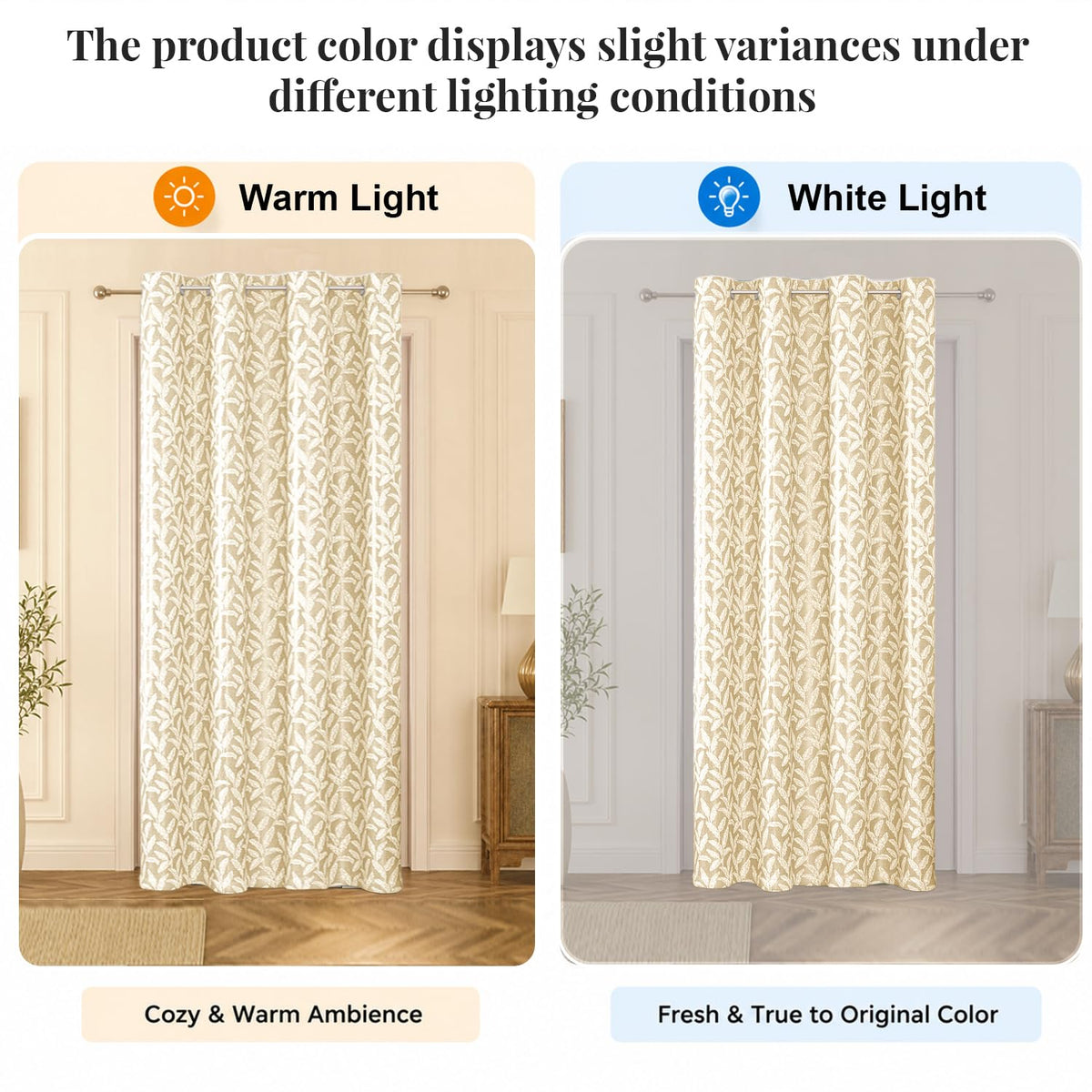HOKIPO Majestic Eyelet Curtains, 7 Feet Long - Accent Beige - image 6