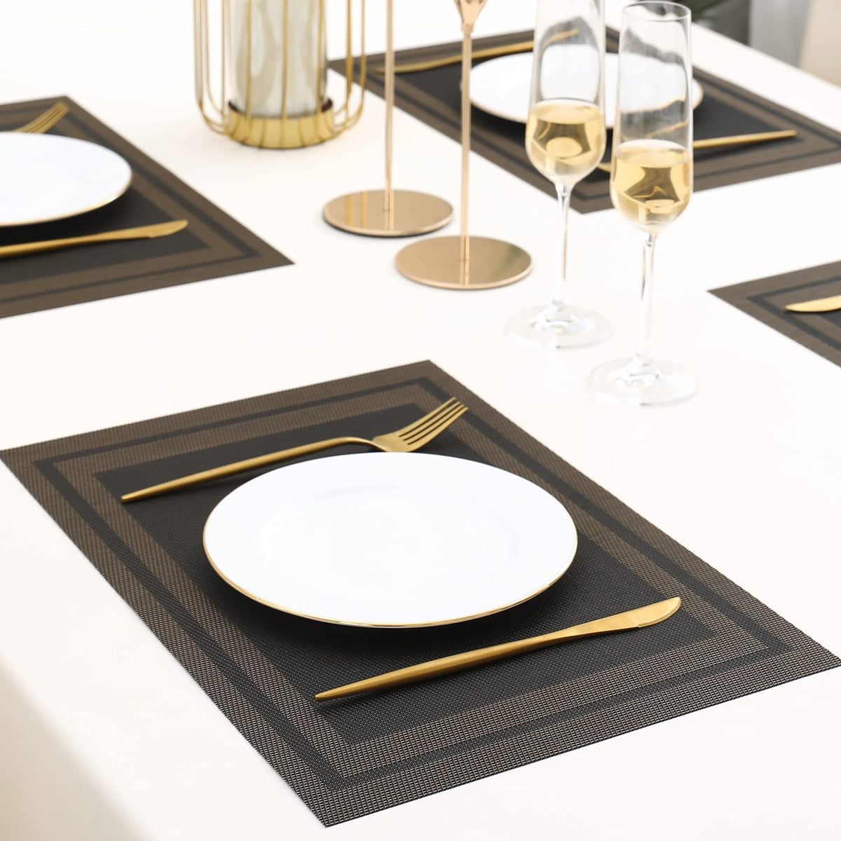PVC Dining Table Mats, Charcoal Black