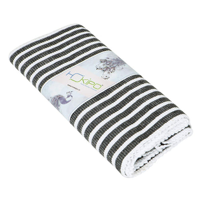 Ribbed Cotton Heat Resistant Dining Table Mat, Grey Striped