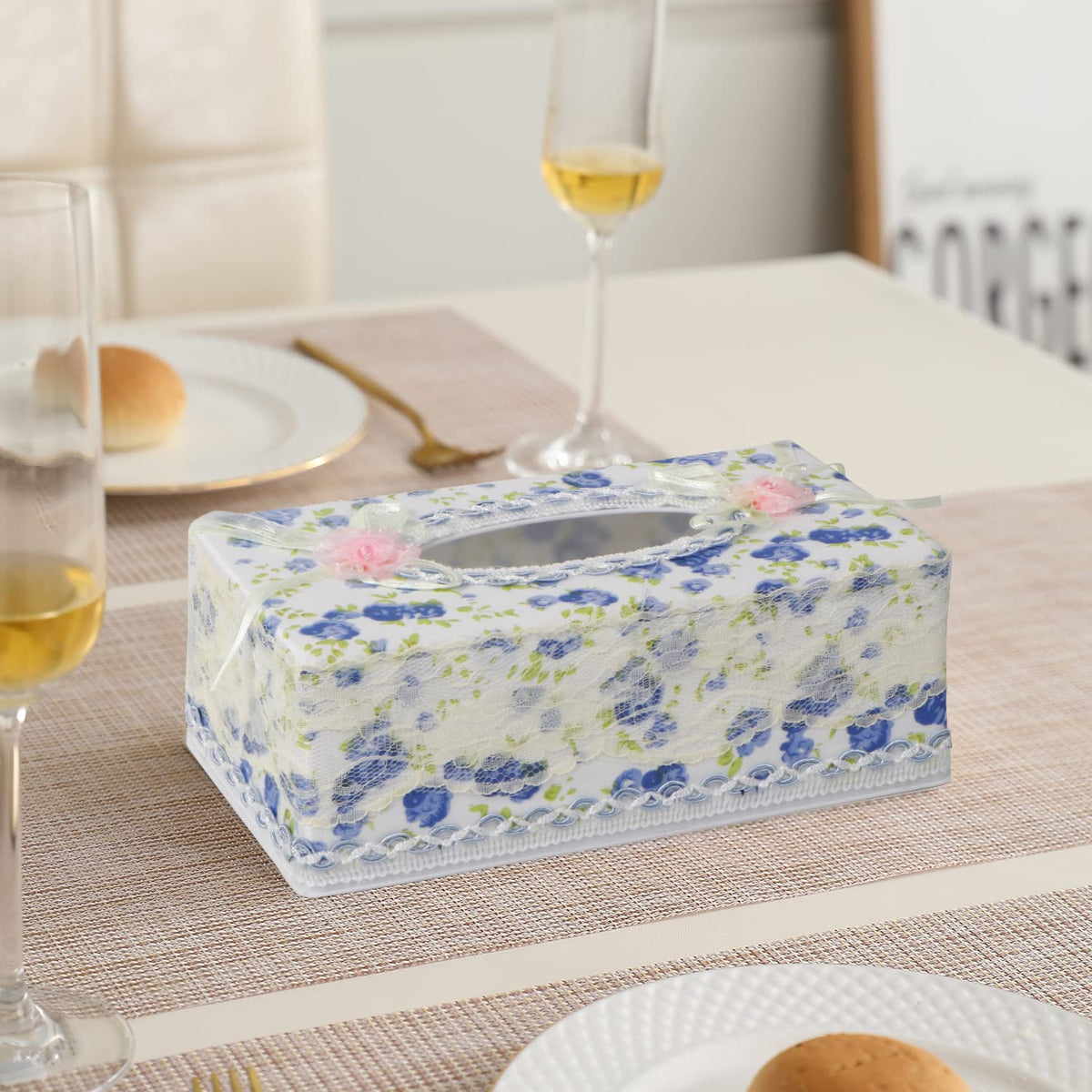 Plastic Tissue Paper Box Holder, Blue