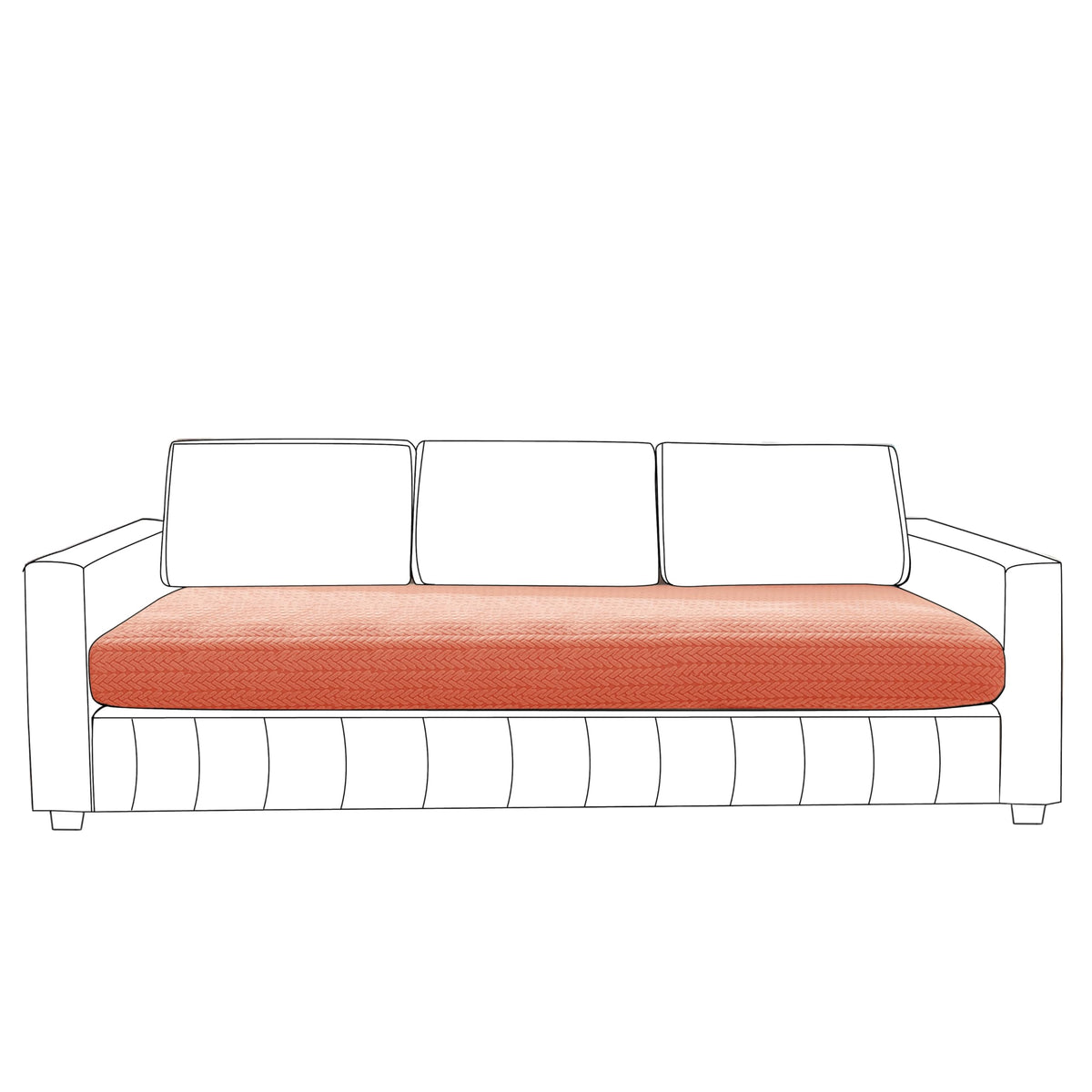 Stretchable Thick Jacquard Textured Seat Couch Cushion Cover for 1/2/3 Seaters, Orange