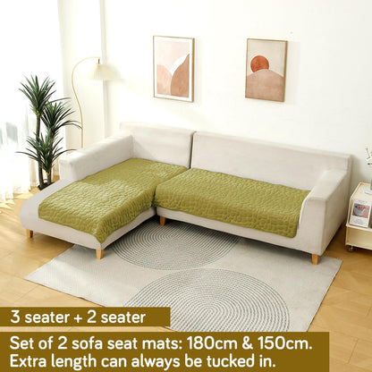 HOKIPO Premium Pebble Milk Velvet L Shape Sofa Cover Mat, Pristine Green