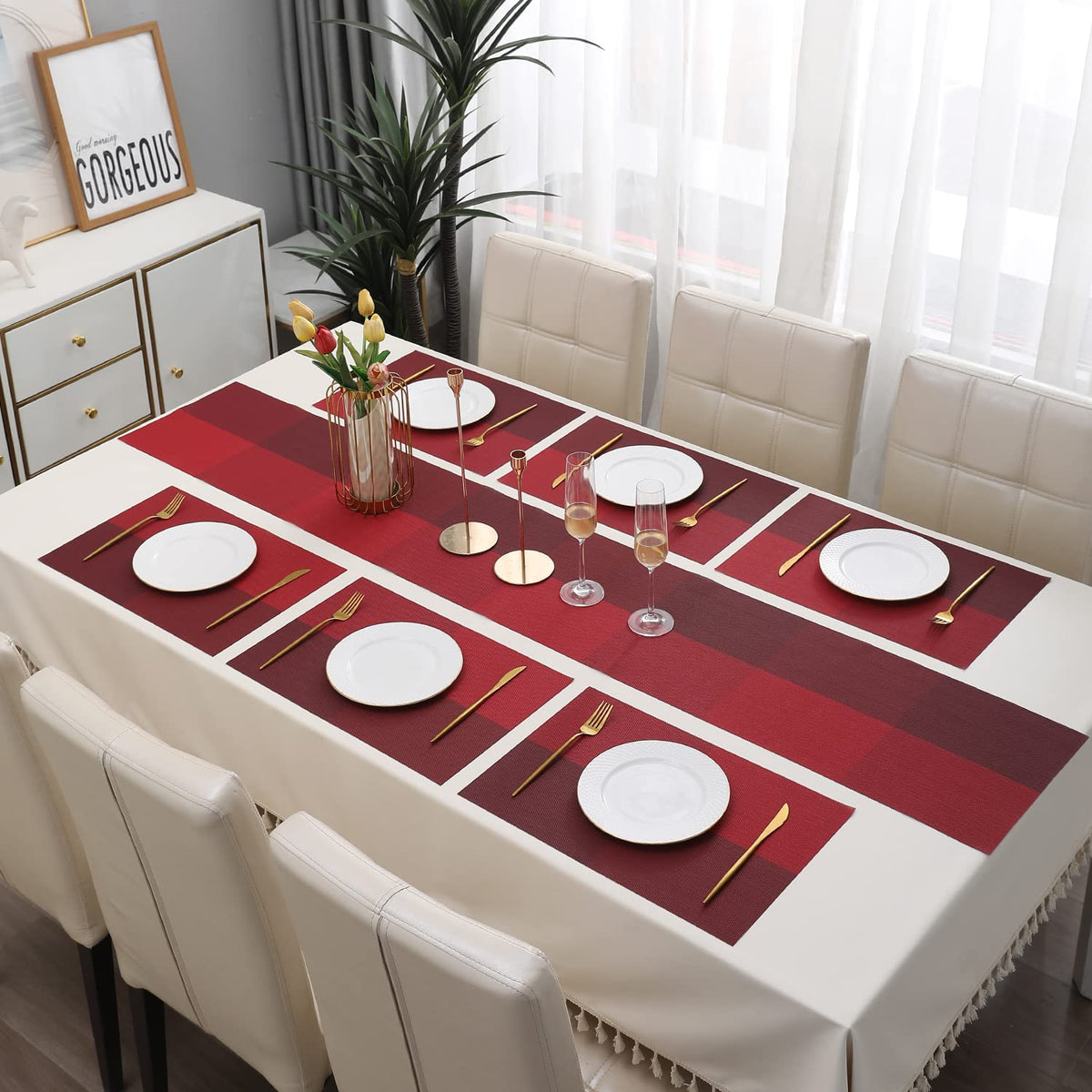 PVC Dining Table Mats, Red