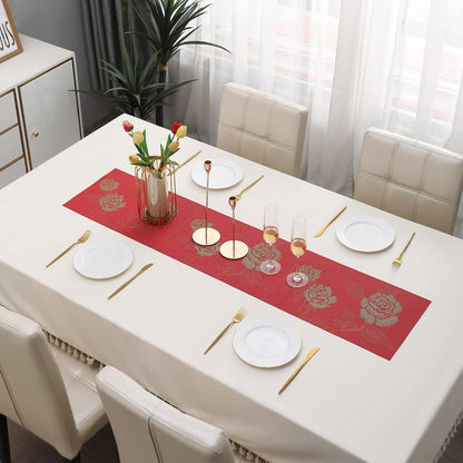 PVC Table Runner Dinner and Coffee Table, 30x135 cm, Crimson red