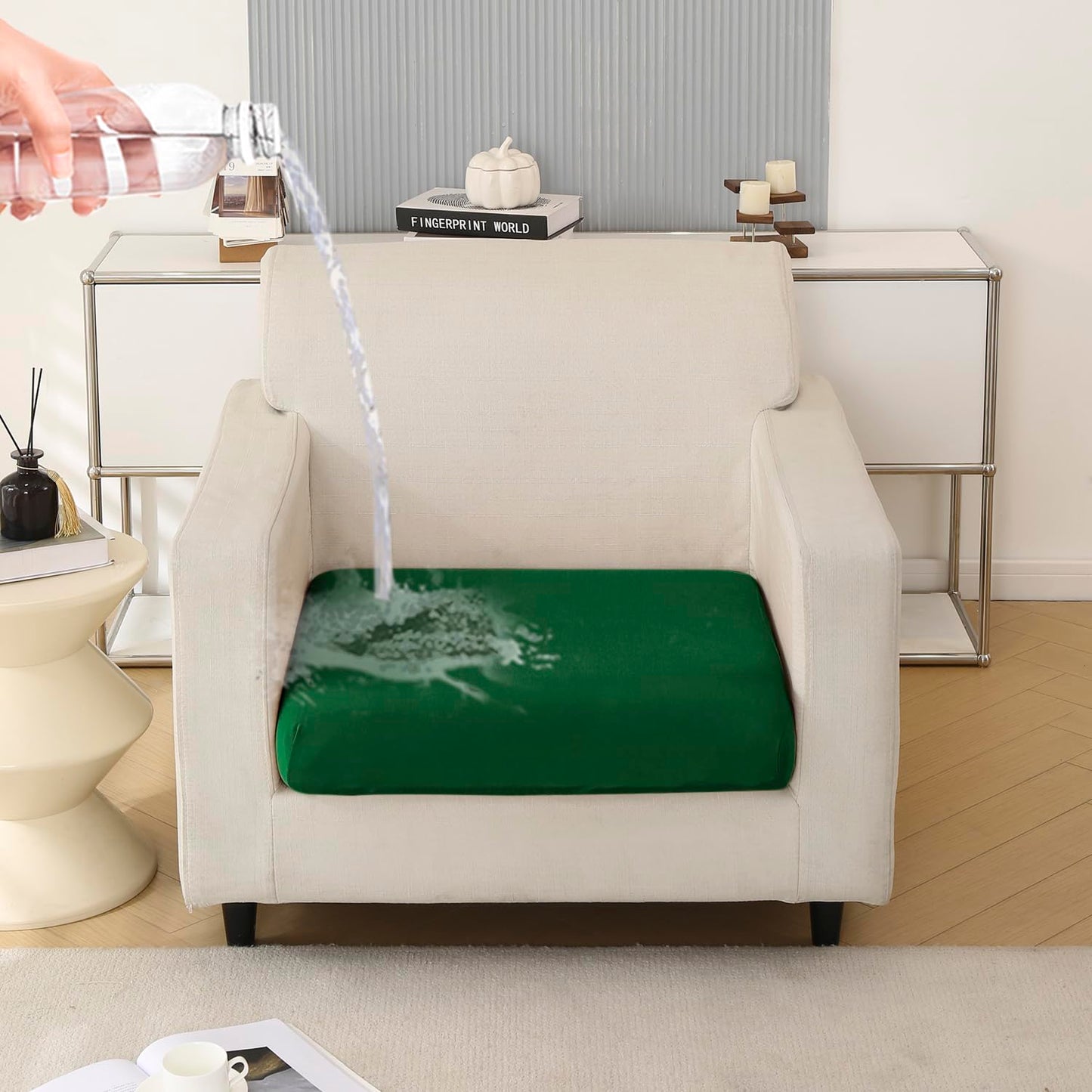 100% Waterproof Stretchable Seat Couch Cushion Cover for 1/2/3 Seater, Green