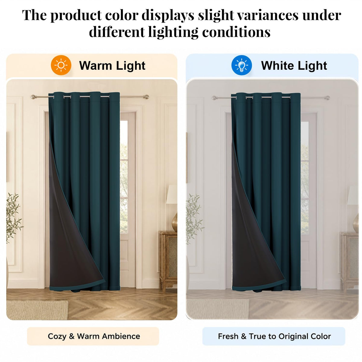HOKIPO Midnight True Blackout Curtains, 7 Feet Long - Peacock Blue - image 5