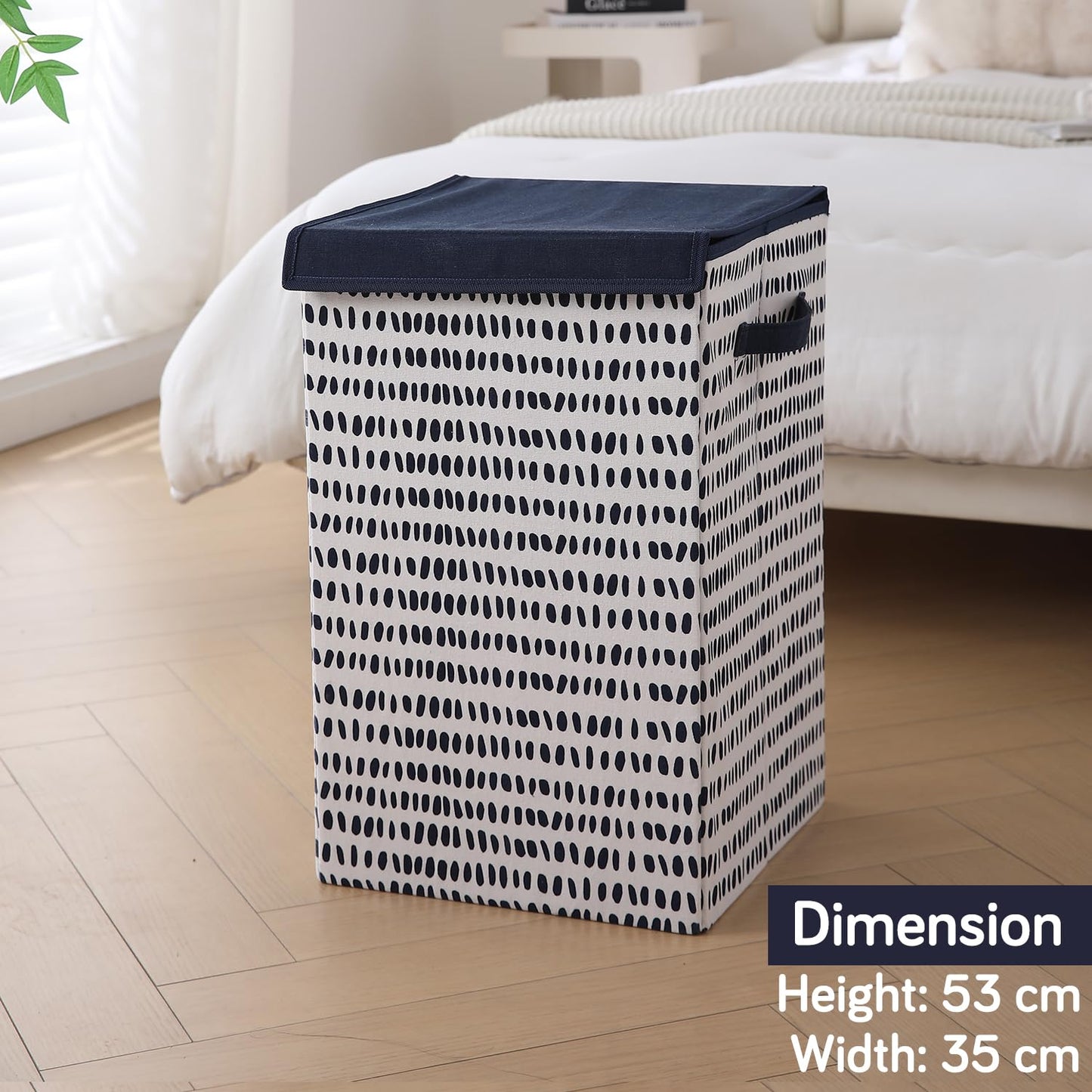 Foldable Laundry Basket for Clothes with Lid, Dots