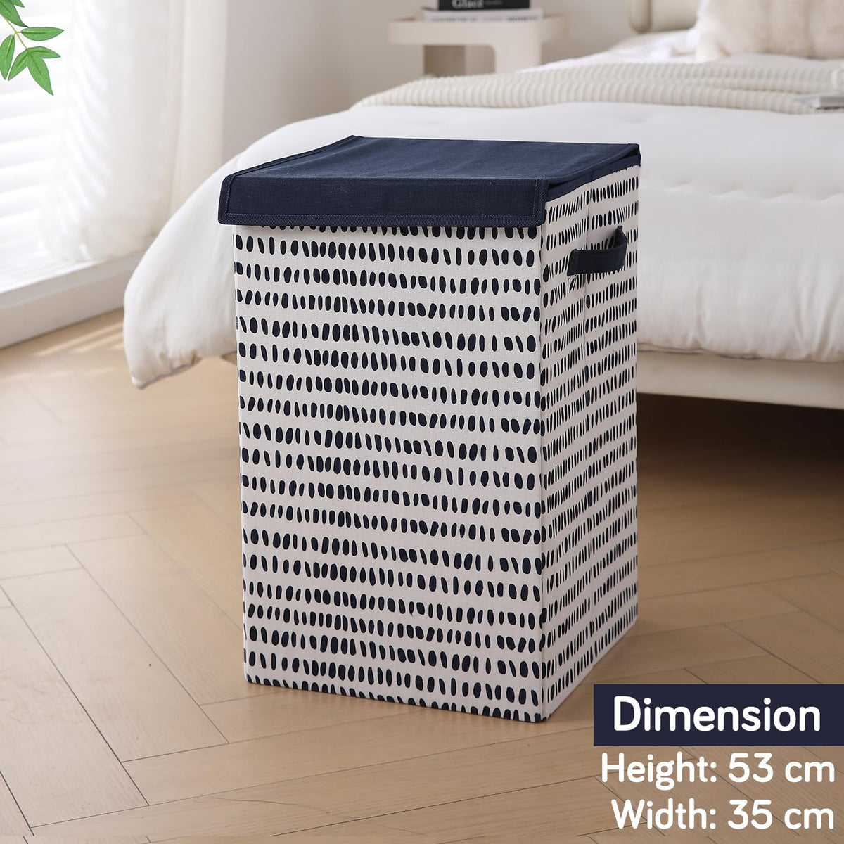 Foldable Laundry Basket for Clothes with Lid, Dots