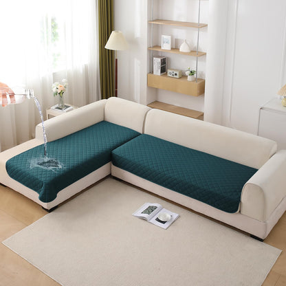 HOKIPO Waterproof Quilted Quick Dry L Shape Sofa Seat Cover Mat, Peacock Blue