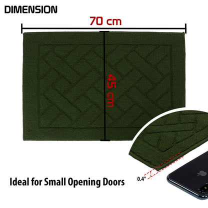 Entrance Door Inside and Outside Dirt Trapper Mat Polypropylene Fiber Anti-Slip Rubber Back Machine Washable Mat, Rectangular - 45 x 70 cm, Green