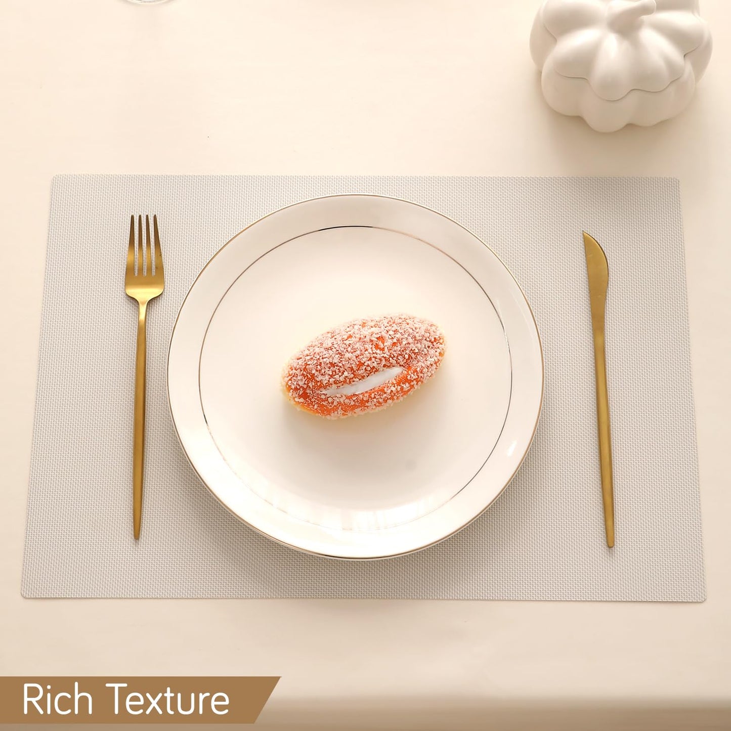 PP Waterproof Dining Table Mat, Beige