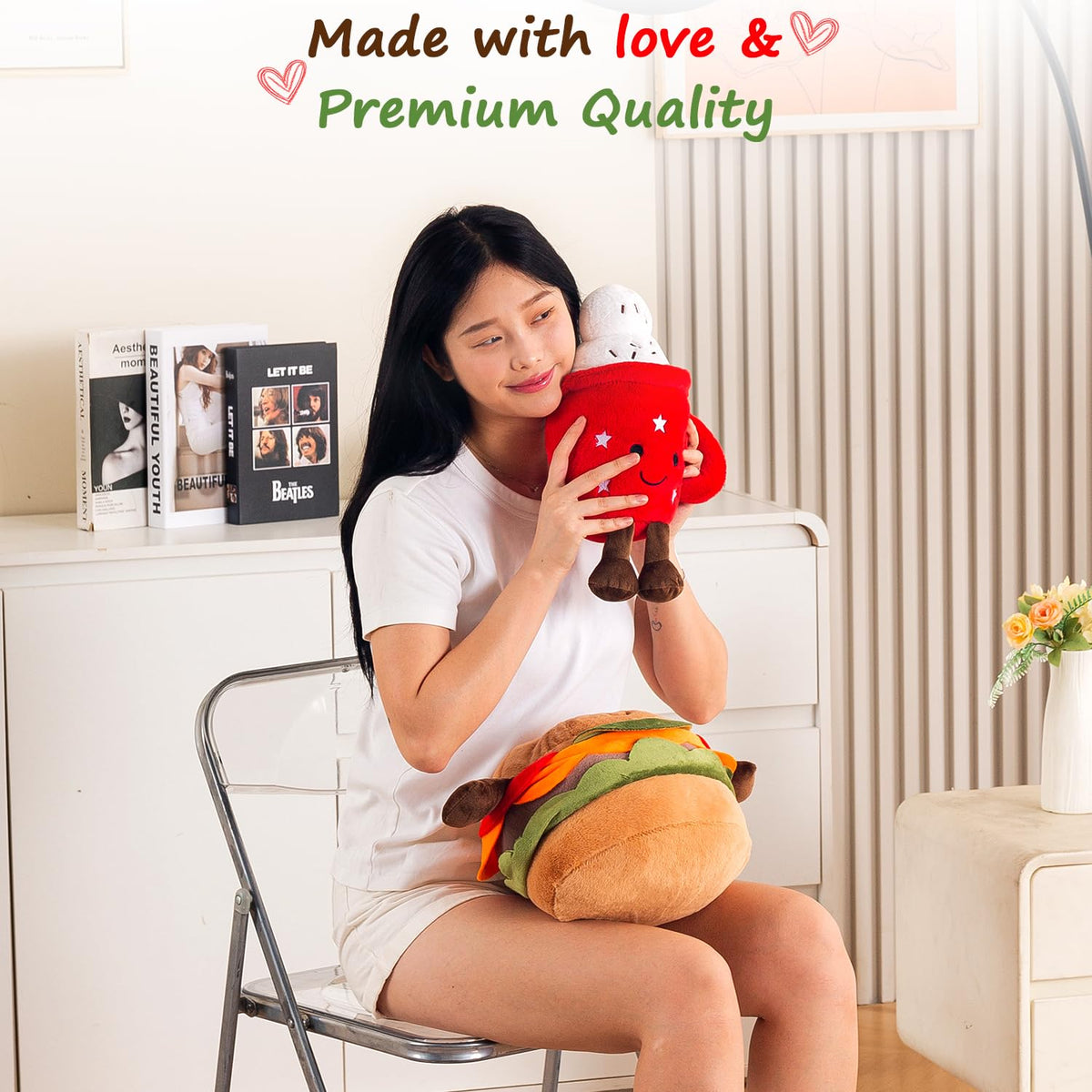 HOKIPO Coffee Mug Shaped Cushion for Kids Room & Cafe Decor, 35 cm