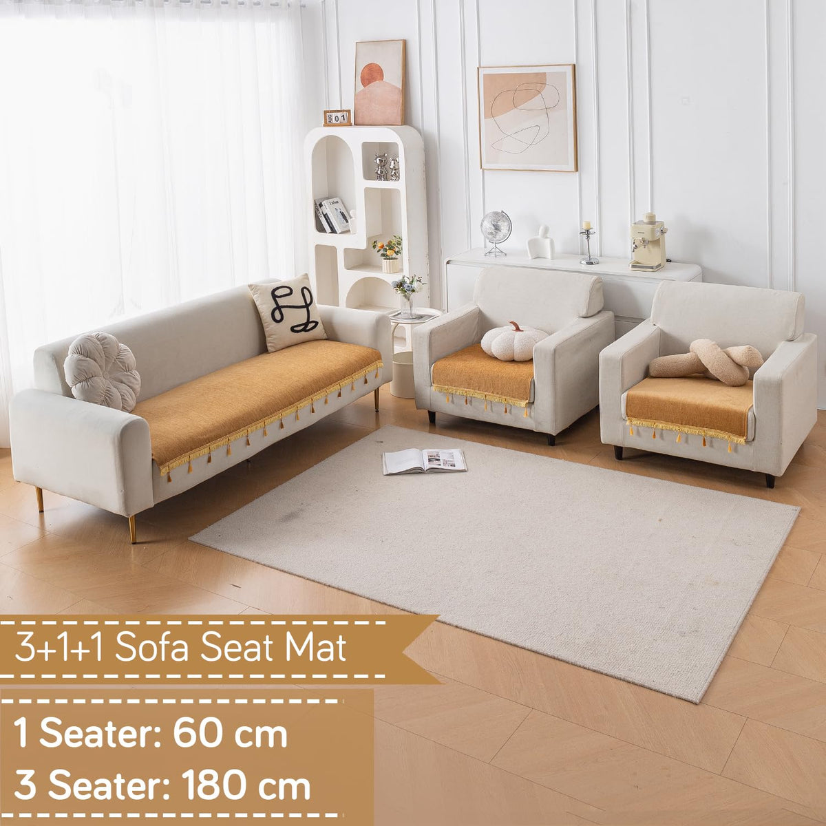 Serenity Tassel Chenille Sofa Cover with Tassel – Sunlit Amber