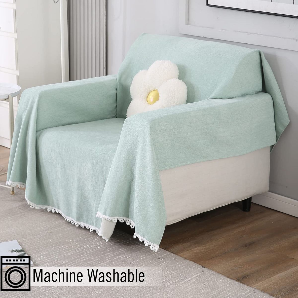 Chenille Sofa Couch Slipcover, Mint for 1/2/3 Seater