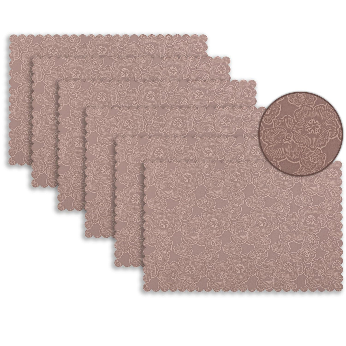 Florista Blush Royal Luxe Faux Leather Mats for Dining Table - Mauve Pink