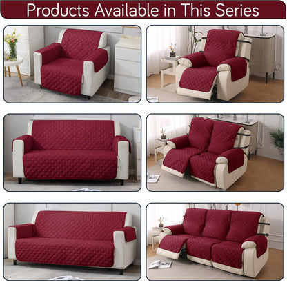 UrbanQuilt Quilted Polyester Sofa Cover Mat Pet Friendly, Maroon