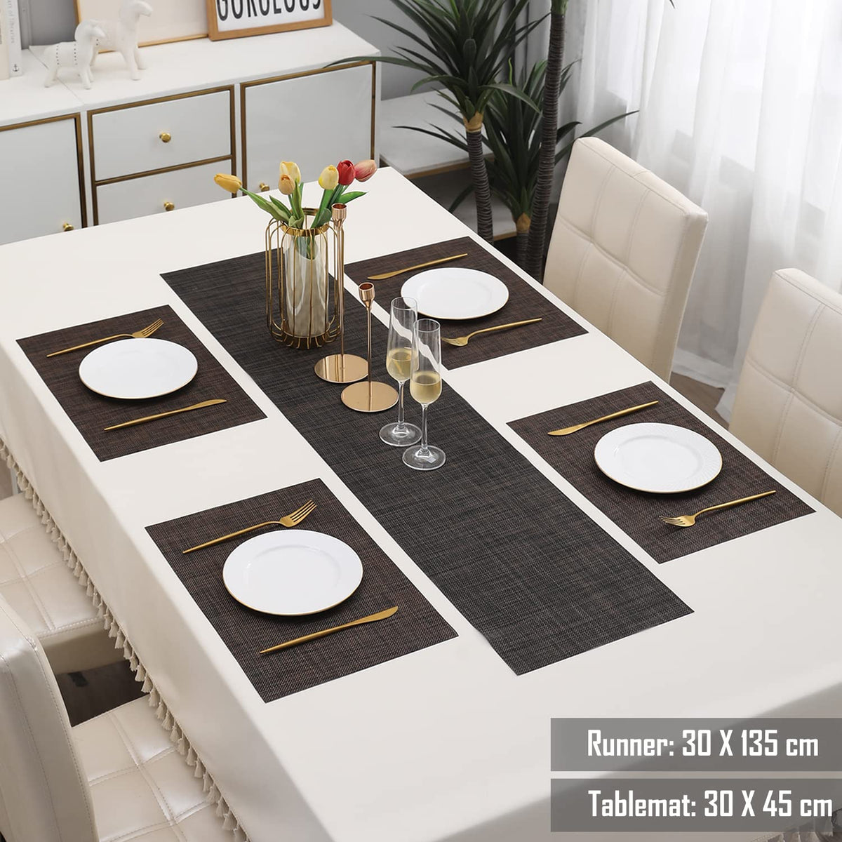 PVC Dining Table Mats, Dark Brown