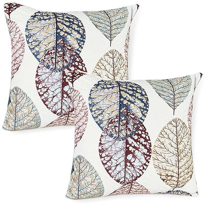 HOKIPO Quilted Sofa Cover Seat Mat for 1/2/3 Seater and Cushion Cover, Multicolor Linden Leaf