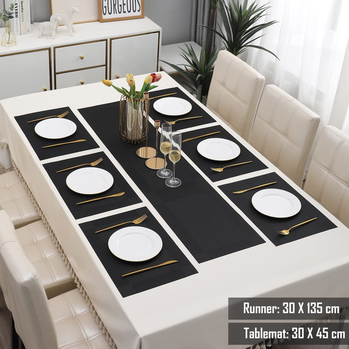 PVC Dining Table Mats, Black
