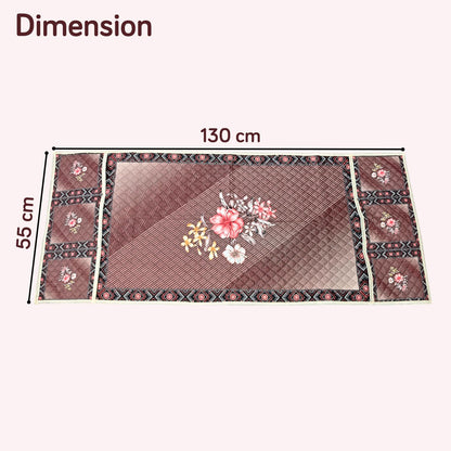 Eternal Floral Printed Quilted Fridge Top Cover with side Pockets - Maroon Blush