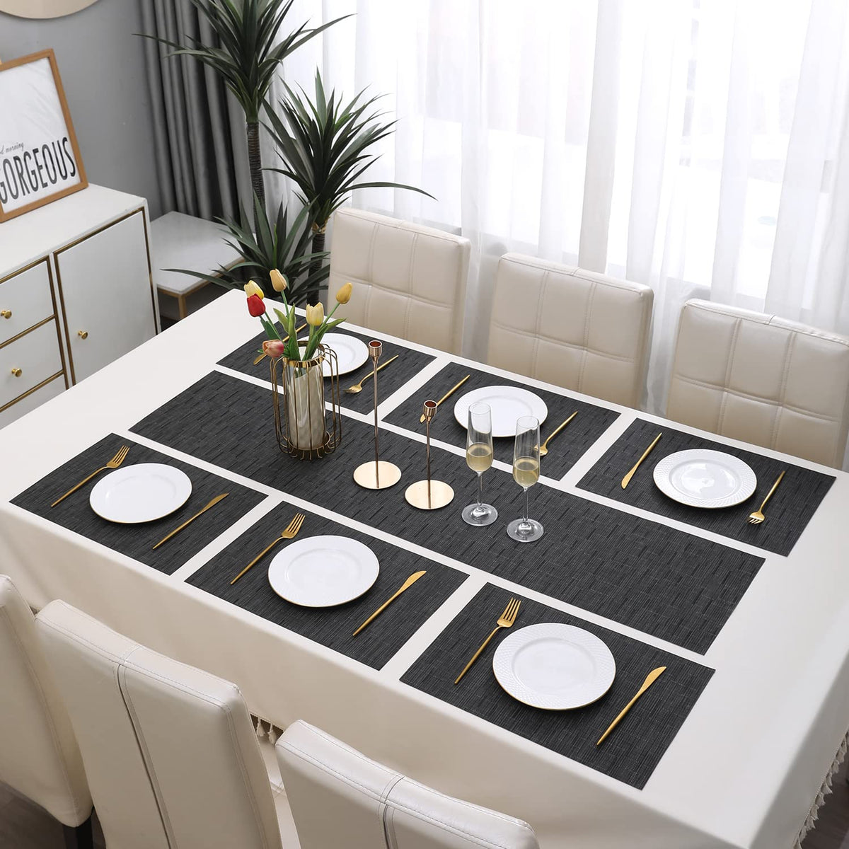 PVC Dining Table Mats, Black