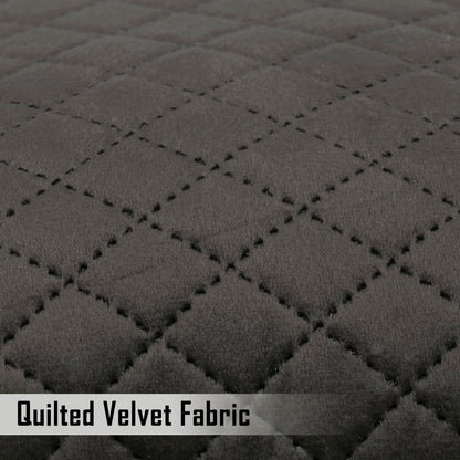 Quilted Velvet Sofa Cushion Cover Pack of 2, Taupe Brown