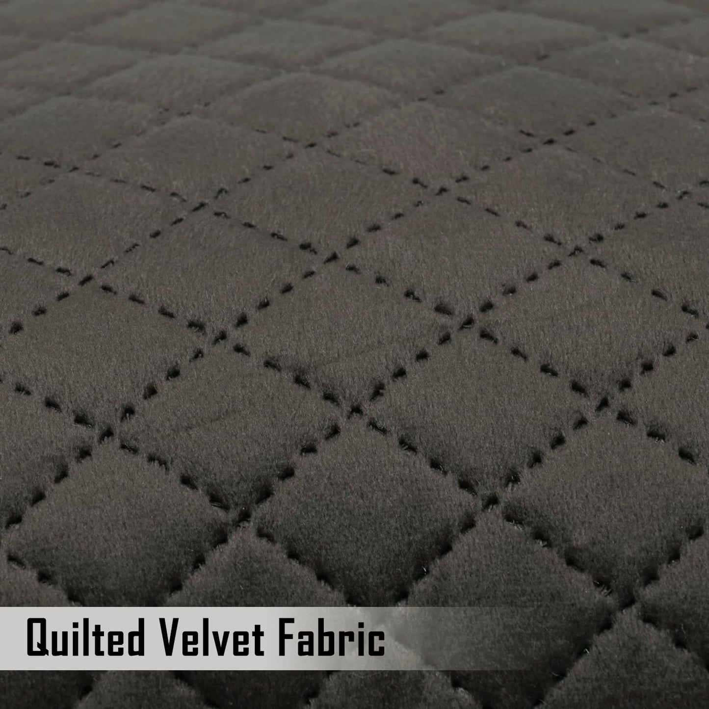 Quilted Velvet Sofa Cushion Cover Pack of 2, Taupe Brown
