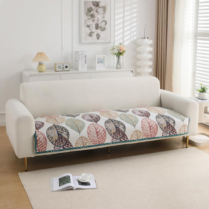 Printed Quilted Sofa Cover Mats, Multicolor Linden Leaf