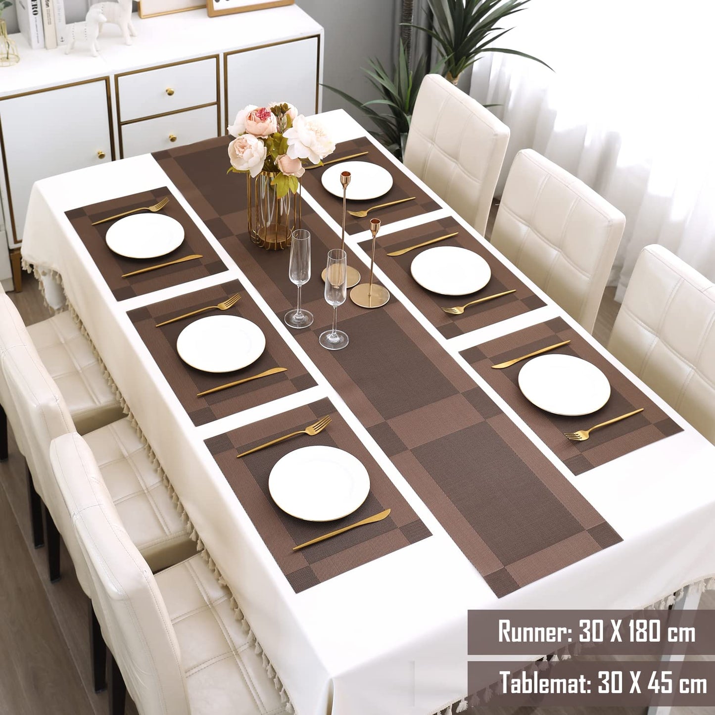PVC Dining Table Mats, Dark Brown
