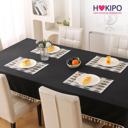 Classic Checks PVC Washable Mats for Dining Table - Sable Black