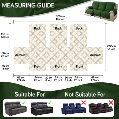 UrbanQuilt Recliner Sofa Slipcover Mat with Dual Belt for 1/2/3 Seater - Forest Green