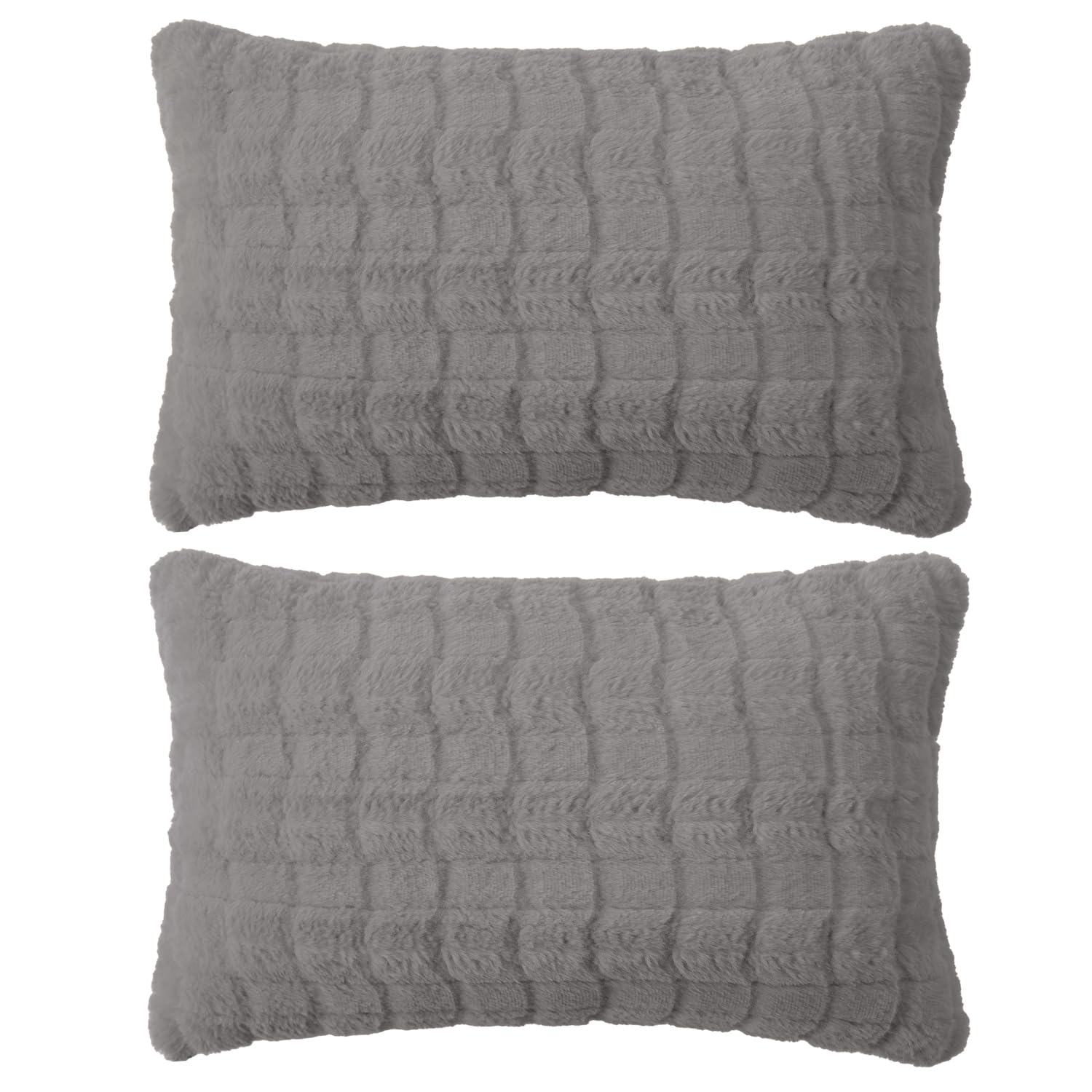 Buy Cute Light Grey colour Zippered Plush Cushion Covers