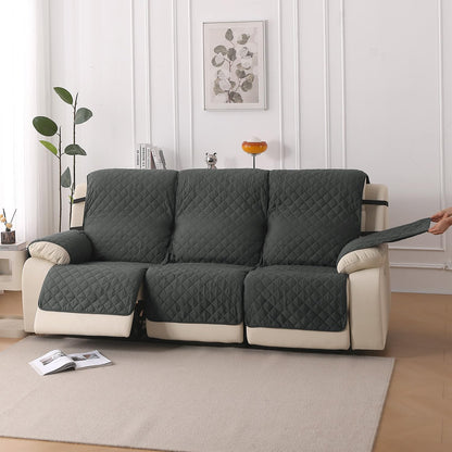 UrbanQuilt Recliner Sofa Slipcover Mat with Dual Belt for 1/2/3 Seater - Anchor Grey