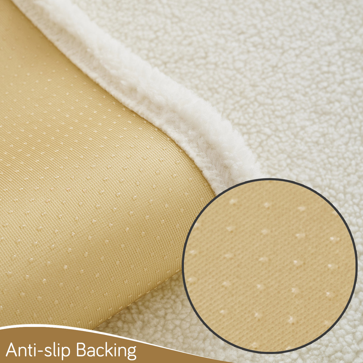 CloudHug Plush Sofa Cover Mat with PomPom and Wavy Edges, Ivory Cream