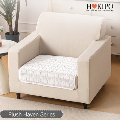 'Plush Haven' Premium Anti Slip Sofa Cover Mat, White