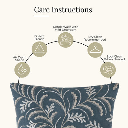 HOKIPO Leaf Trail Embroidered Cushion Cover 16x16 in, Charcoal