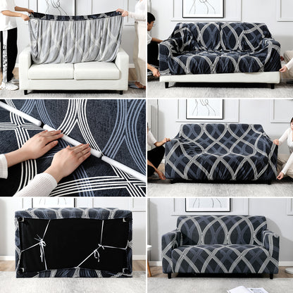 Elastic Stretchable Printed Sofa Cover, Shadow Grey