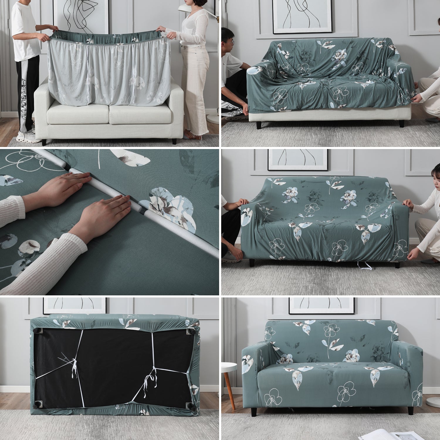 Smokey Grey – Step-by-step guide to put on an elastic sofa cover