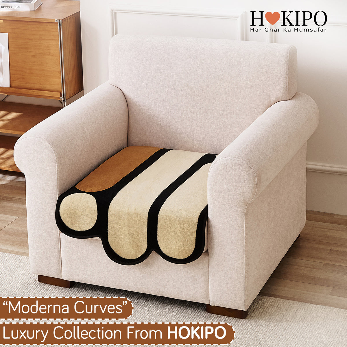 Moderna Curves All Season Sofa Cover Mat, Oyster Beige