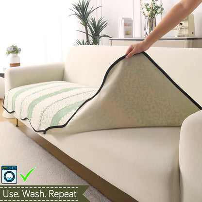 Luxury Wavy Plush Anti-Slip Sofa Cover Mats - Pistachio Green
