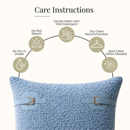 HOKIPO Boucle Cushion Cover 16x16 in for Sofa, Powder Blue