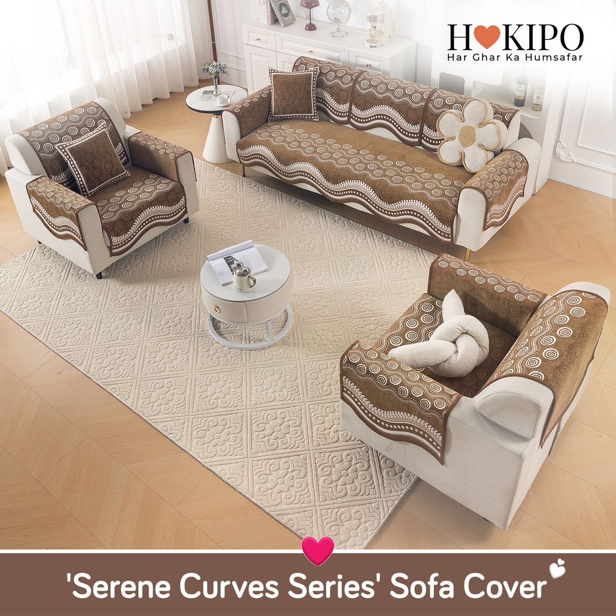 Serene Curves Sofa Cover Mat, Flowy Swirl