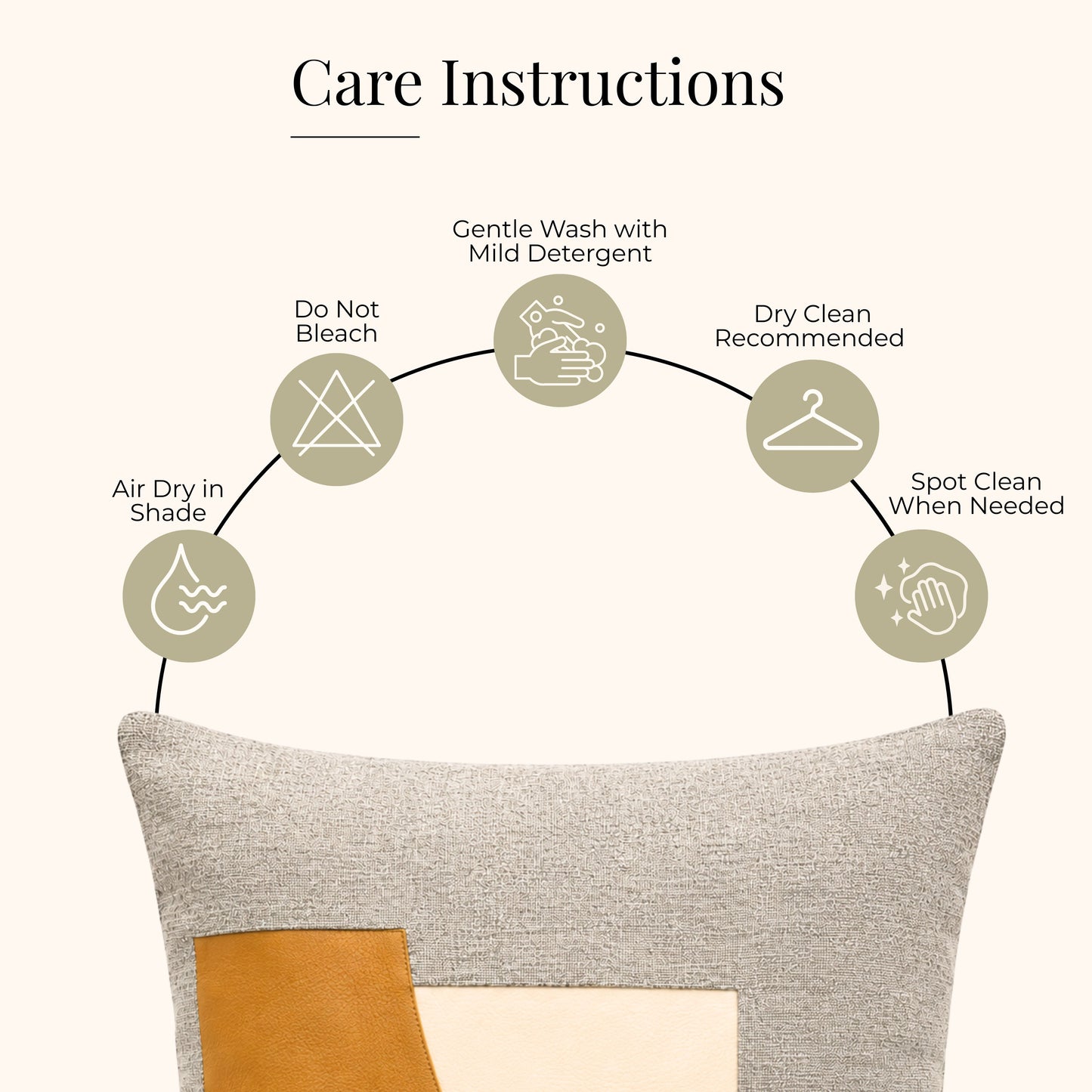 HOKIPO Faux Leather Color Block Cushion Cover | 16x16 Inch | Modern Throw Pillow Cover, Mustard & Grey