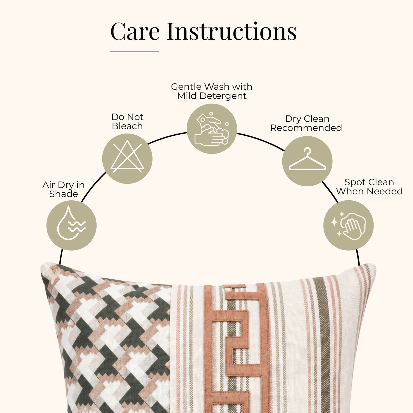 HOKIPO Modern Pattern Cushion Cover | 16x16 Inch | Modern Throw Pillow Cover, Ochre & Ivory