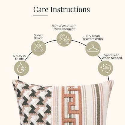HOKIPO Modern Pattern Cushion Cover | 16x16 Inch | Modern Throw Pillow Cover, Ochre & Ivory