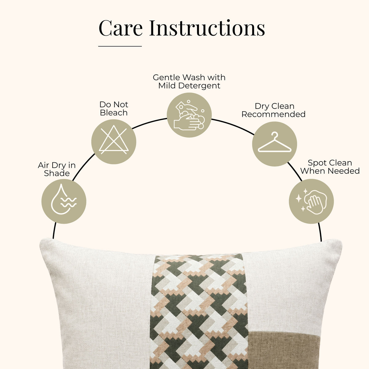HOKIPO Color Block Geometric Cushion Cover | 16x16 Inch | Modern Throw Pillow Cover, Ochre & Beige