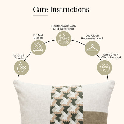HOKIPO Color Block Geometric Cushion Cover | 16x16 Inch | Modern Throw Pillow Cover, Ochre & Beige