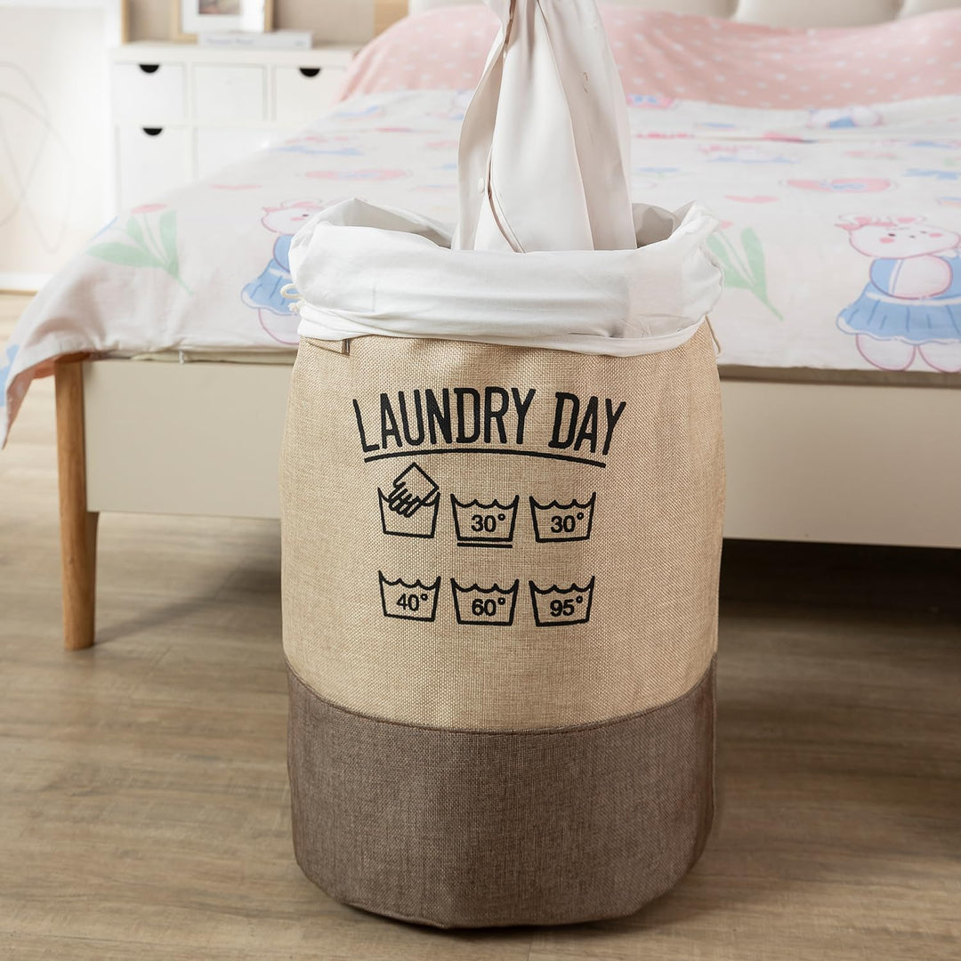 Foldable Laundry Hamper Basket Bag with Drawstring Closure