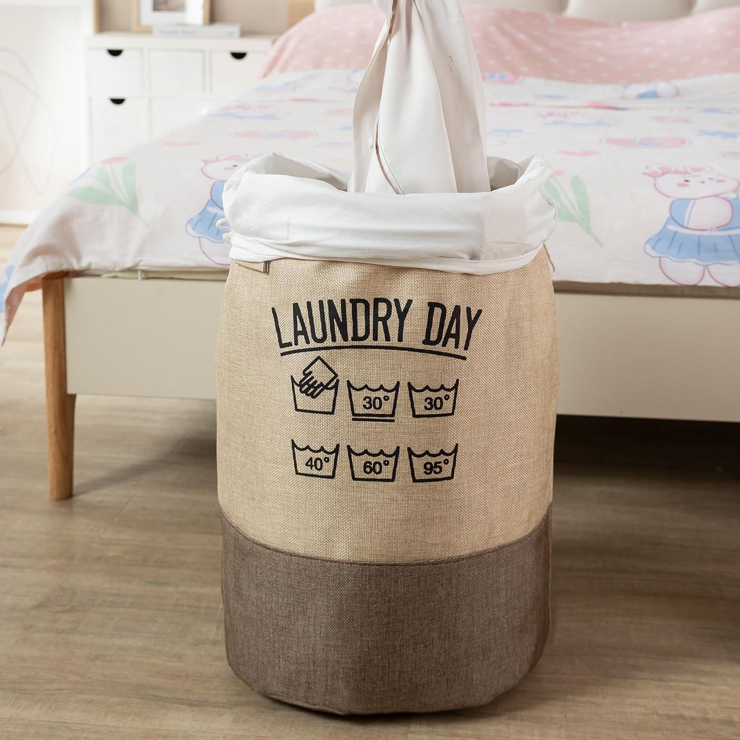 Foldable Laundry Hamper Basket Bag with Drawstring Closure